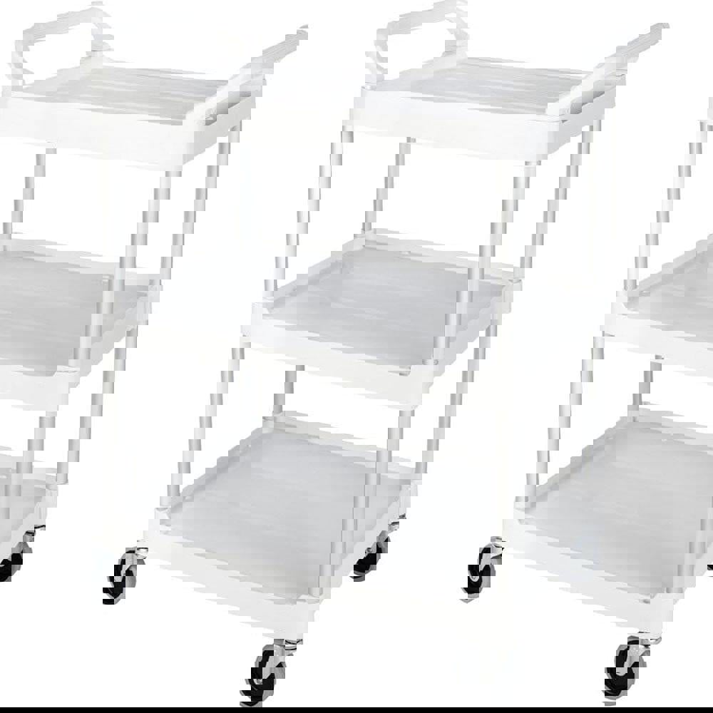 Three-Shelf Service Cart, Plastic, 3 Shelves, 200 lb Capacity, 18.63